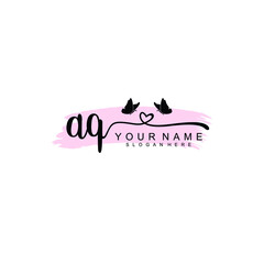 AQ Initial handwriting logo template vector