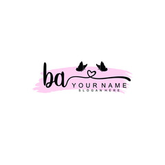 BA Initial handwriting logo template vector