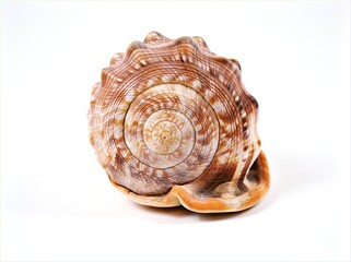 sea snail shell Cypraecassis rufa animal ,mollusca isolated on white background	