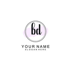 BD Initial handwriting logo template vector