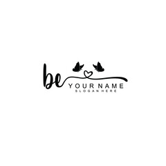 BE Initial handwriting logo template vector
