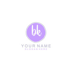 BK Initial handwriting logo template vector