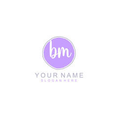 BM Initial handwriting logo template vector