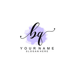 BQ Initial handwriting logo template vector