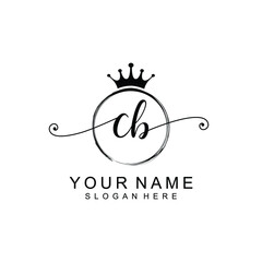 CB Initial handwriting logo template vector