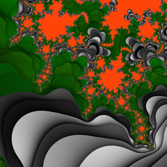 Orange green tree leaves design background with leaves and flowers