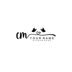 CM Initial handwriting logo template vector