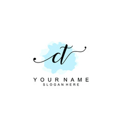 CT Initial handwriting logo template vector