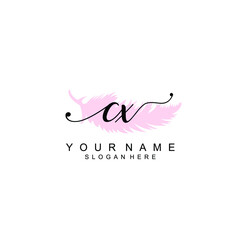 CX Initial handwriting logo template vector