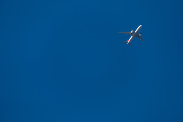 plane in the blue sky
