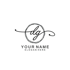 DG Initial handwriting logo template vector