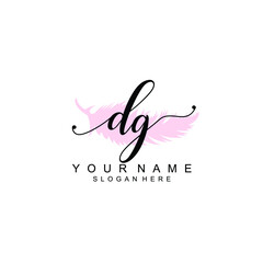 DG Initial handwriting logo template vector