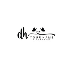 DH Initial handwriting logo template vector