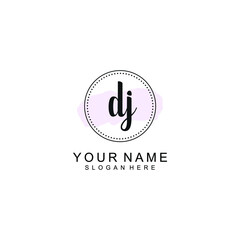 DJ Initial handwriting logo template vector