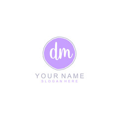 DM Initial handwriting logo template vector