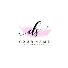 DS Initial handwriting logo template vector