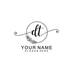 DT Initial handwriting logo template vector