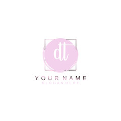 DT Initial handwriting logo template vector