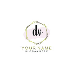 DV Initial handwriting logo template vector