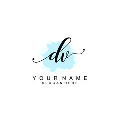 DV Initial handwriting logo template vector