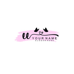 EE Initial handwriting logo template vector