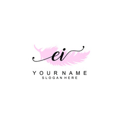 EI Initial handwriting logo template vector