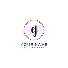 EJ Initial handwriting logo template vector