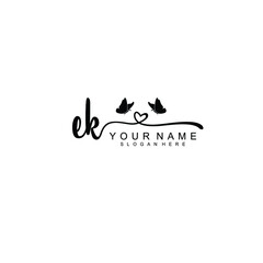EK Initial handwriting logo template vector