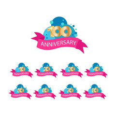 set years anniversary celebration vector template design illustration
