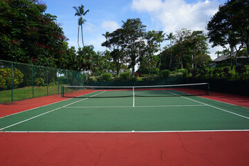 Fototapeta premium Tennis Court in Hawaii - テニスコート ハワイ 
