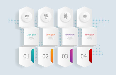 abstract horizontal timeline infographics 4 steps with world map for business and presentation