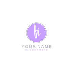 FI Initial handwriting logo template vector