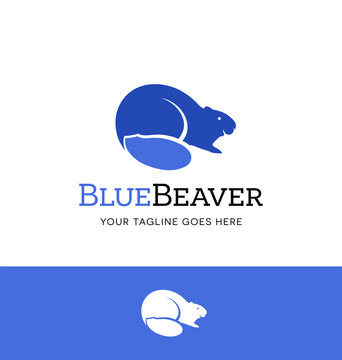 Blue beaver logo for business, organization or websites. Vector Illustration