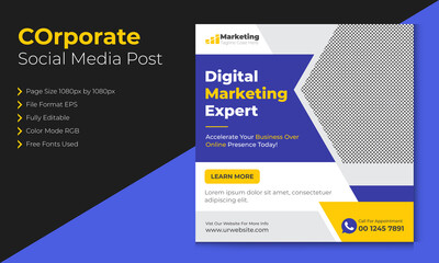 
Professional & modern Digital business marketing social media post template