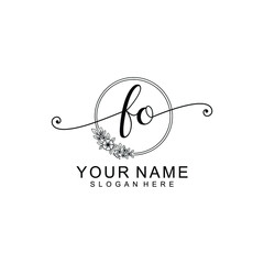 FO Initial handwriting logo template vector