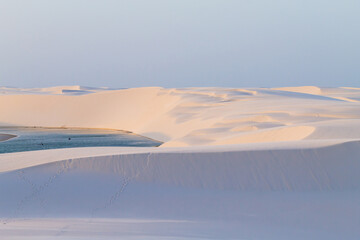 White sand dunes panorama from Lencois Maranhenses National Park, Brazil.