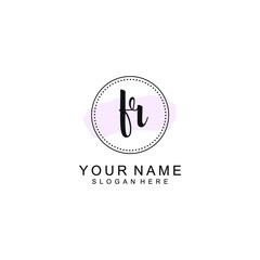 FR Initial handwriting logo template vector