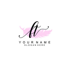 FT Initial handwriting logo template vector