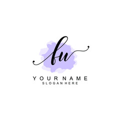 FU Initial handwriting logo template vector