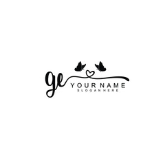 GE Initial handwriting logo template vector