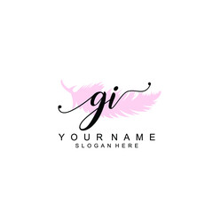 GI Initial handwriting logo template vector