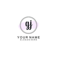 GJ Initial handwriting logo template vector