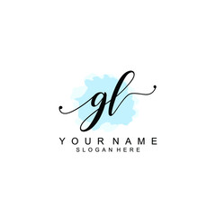 GL Initial handwriting logo template vector