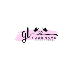 GL Initial handwriting logo template vector