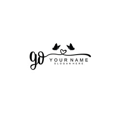 GO Initial handwriting logo template vector