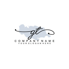 GT Initial handwriting logo template vector