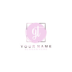 GT Initial handwriting logo template vector