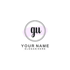 GU Initial handwriting logo template vector