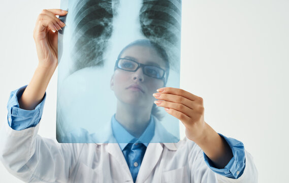 chest x-ray and female doctor, professional in his field