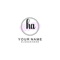 HA Initial handwriting logo template vector